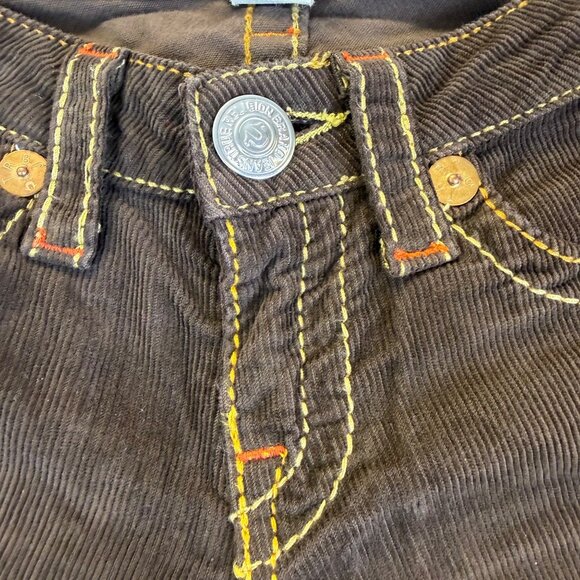 True Religion Women’s Brown Corduroy Jeans Slim Fit Stylish Stitching Size 27 - Picture 6 of 10